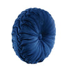  Round Pleated Soft Velvet Decorative Pillow Navy Single 15" Diameter