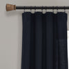 Linen Button Window Curtain Panels Single Black/White 40X95