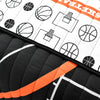 Basketball Game Quilt Black/Orange 4Pc Set Twin