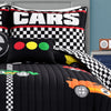 Racing Cars Quilt Black/Multi 5Pc Set Full/Queen