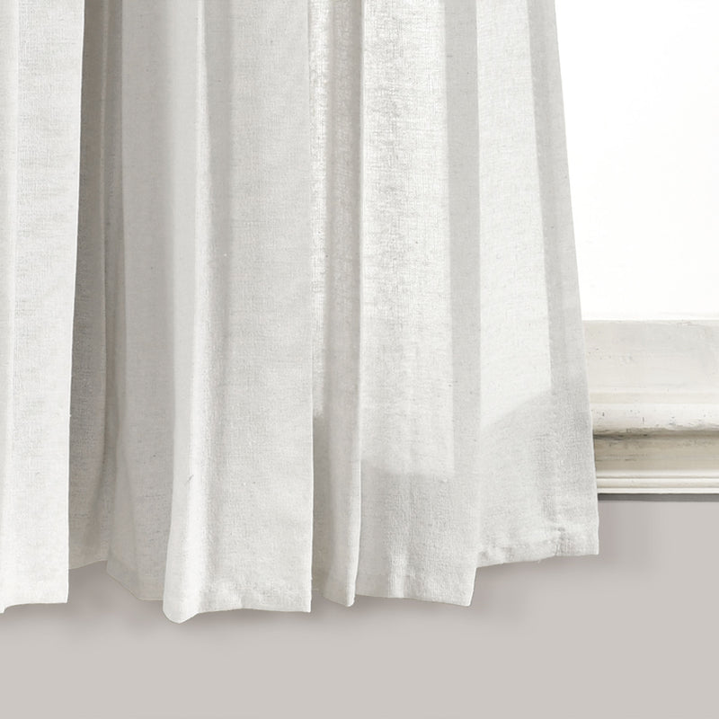Linen Button Window Curtain Panels Single Navy/White 40X63