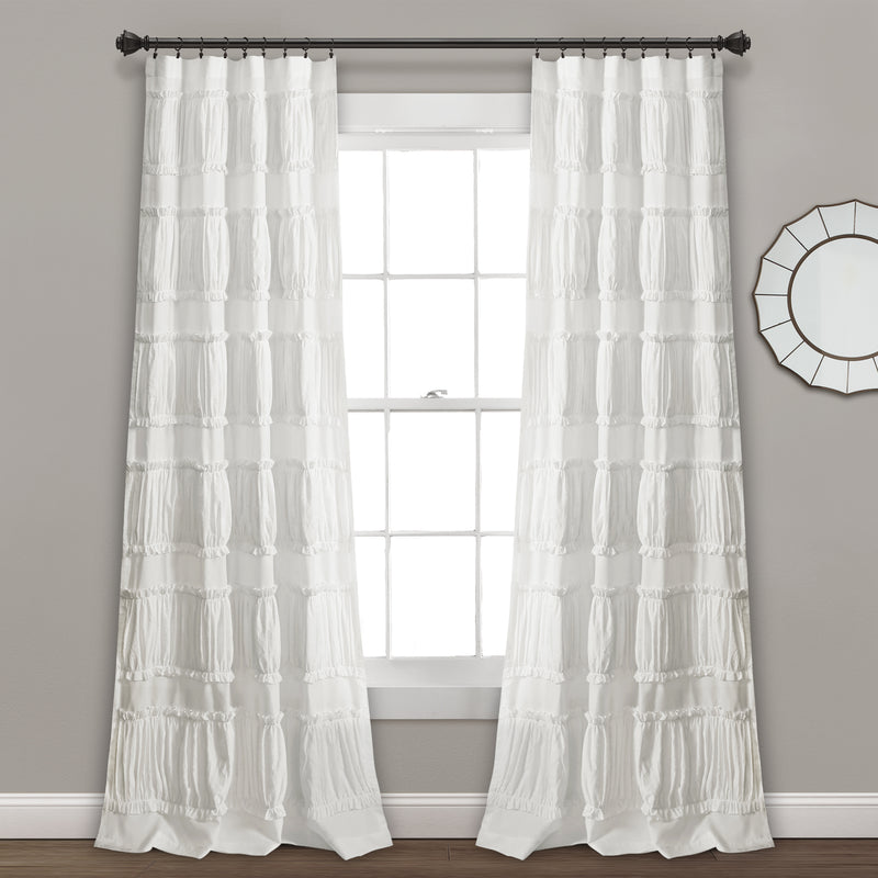 Nova Ruffle Window Curtain Panels White 42X95 Set