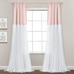 Tulle Skirt Colorblock Window Curtain Panels Blush/White 40x84 Set
