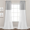 Tulle Skirt Colorblock Window Curtain Panels Light Gray/White 40x84 Set