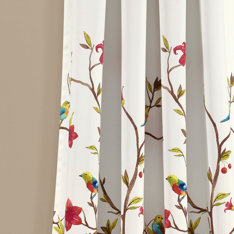 Neela Birds Room Darkening Window Curtain Panels Ivory/Brown 52x95+2 Set