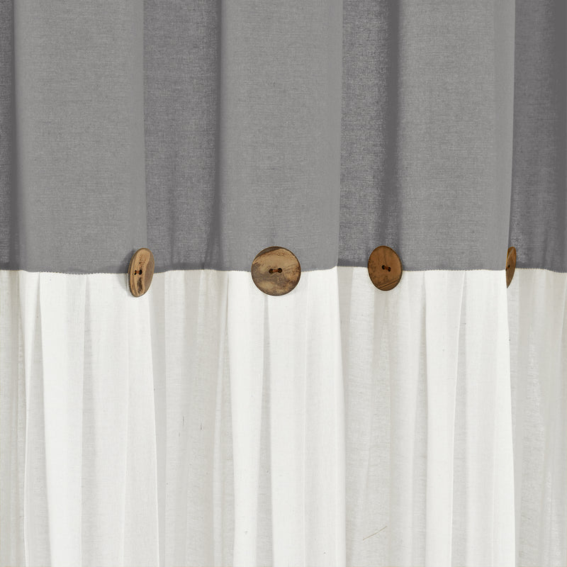 Linen Button Shower Curtain Dark Linen Single 72X72