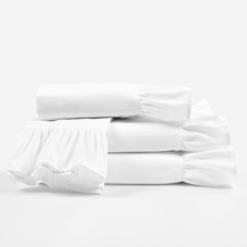 Reyna Ruffle Sheet Set White 4Pc Twin