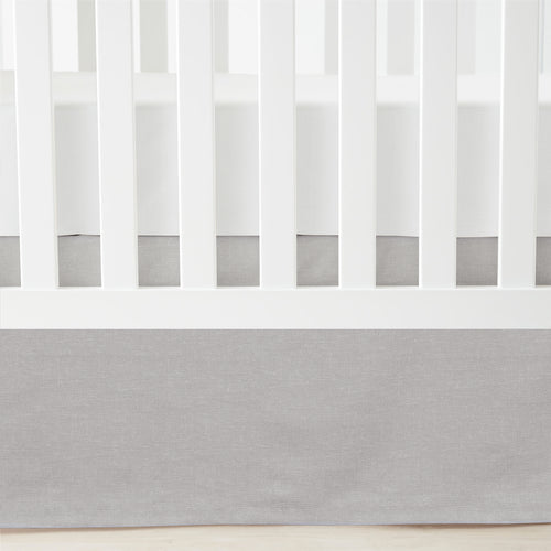 Printed Linen Textured Solid Crib Skirt Gray Single 28x52x16