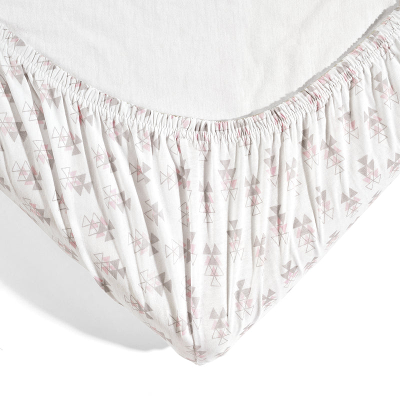 Pixie Fox Geo Organic Cotton Fitted Crib Sheet Pink 2Pk 28x52x9
