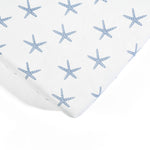 Seaside Starfish Organic Cotton Fitted Crib Sheet Blue 2Pk 28x52x9