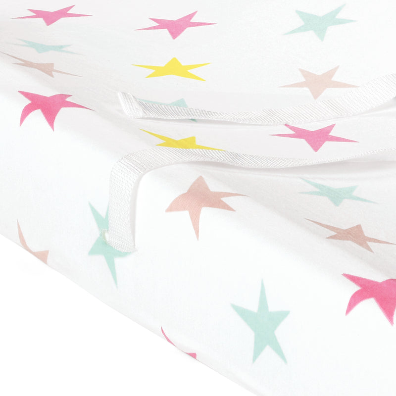 Unicorn Heart Rainbow Star Organic Cotton Changing Pad Cover Multi 2Pk 16x32x5