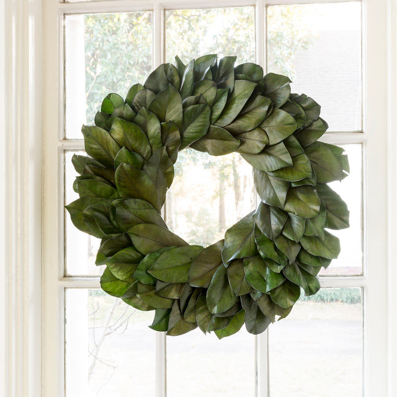 Preserved Magnolia Leaf Wreath Large Set of  2 for Front and Back Doors