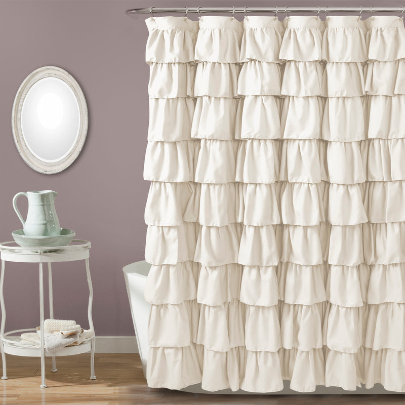 Ruffle Shower Curtain Ivory 72x72