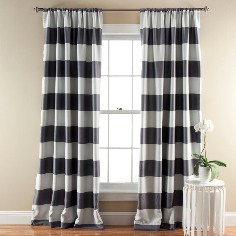 Stripe Blackout Gray Window Curtain Set 52x84