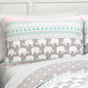 Elephant Stripe Quilt Turquoise/Pink 4Pc Set Twin