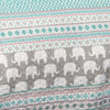 Elephant Stripe Quilt Turquoise/Pink 5Pc Set Full/Queen