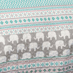 Elephant Stripe Quilt Turquoise/Pink 5Pc Set Full/Queen