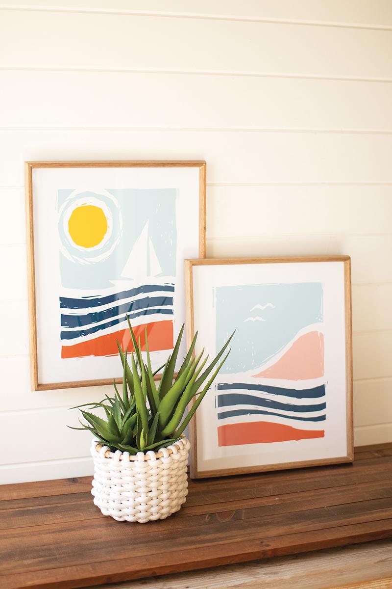 SET OF TWO SEASIDE PRINTS UNDER GLASS