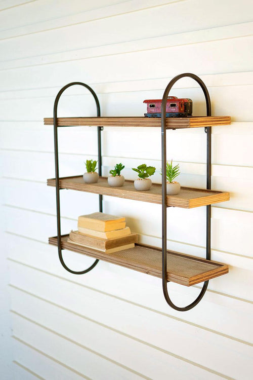 METAL FRAME WITH THREE WOODEN SHELVES
