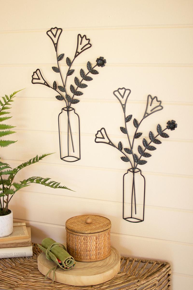 SET OF TWO HANGING WIRE WALL VASES