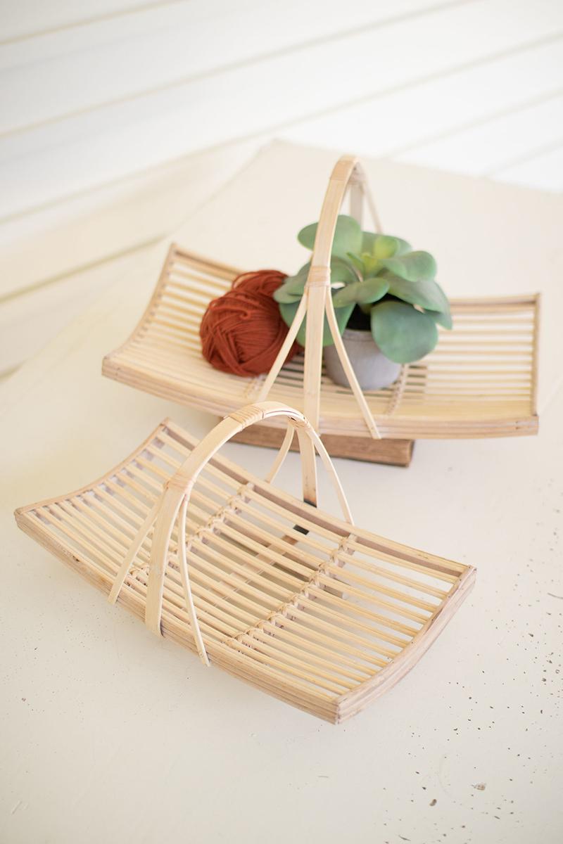 SET OF TWO BAMBOO TRAY BASKETS