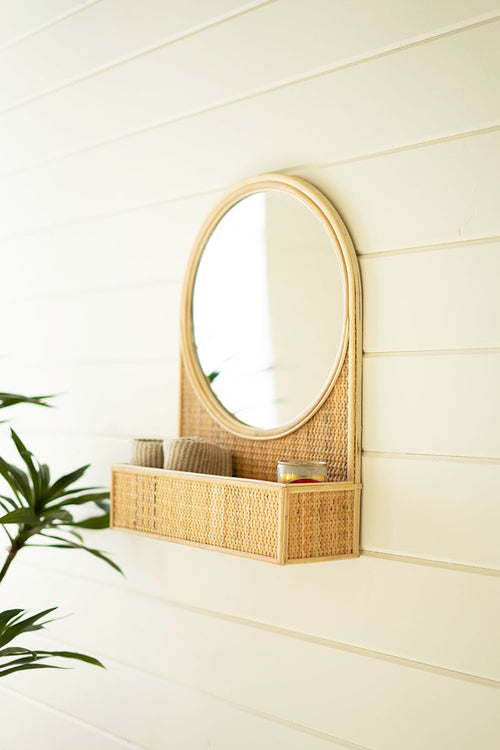 ROUND MIRROR WITH RATTAN FRAME AND BOX #1