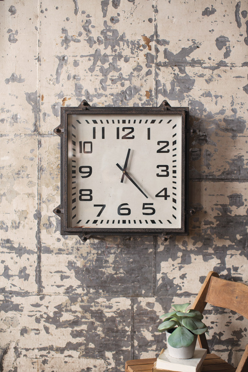 Vintage Style, Distressed, Square Wall Clock