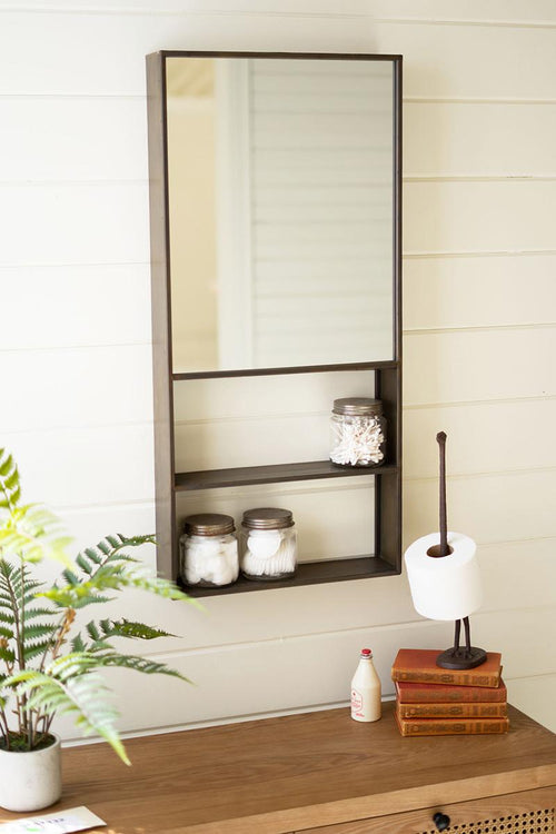 RECTANGLE WALL SHELF WITH MIRROR