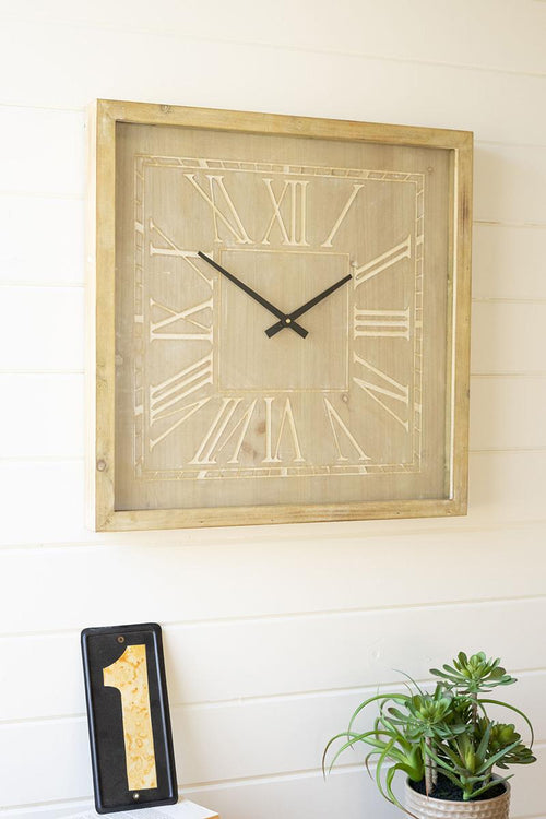 SQUARE WOODEN WALL CLOCK