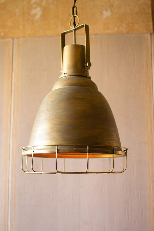 ANTIQUE GOLD PENDANT LIGHT WITH CAGE