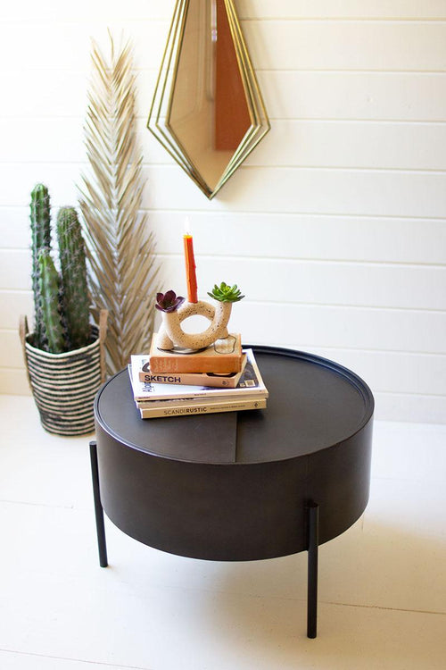 ROUND METAL COFFEE TABLE WITH REMOVABLE TOP