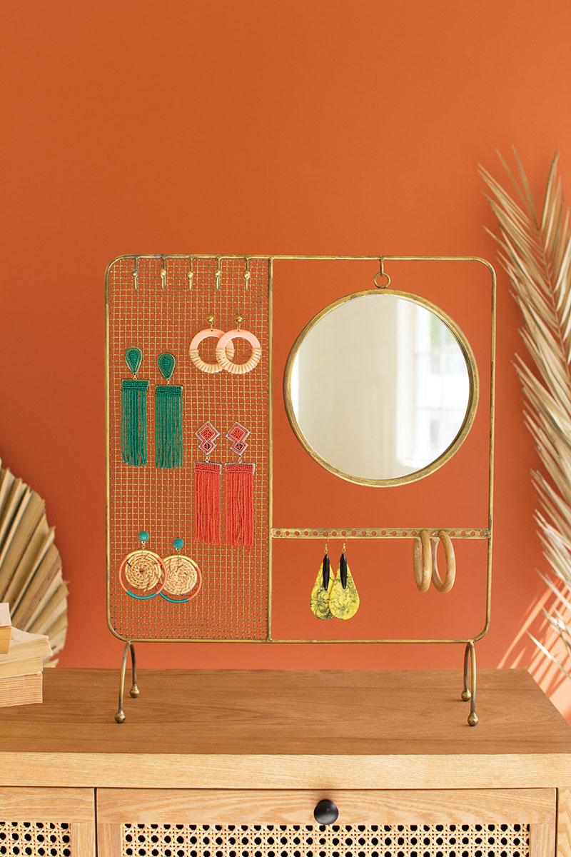 TABLE TOP JEWELRY RACK WITH ROUND MIRROR