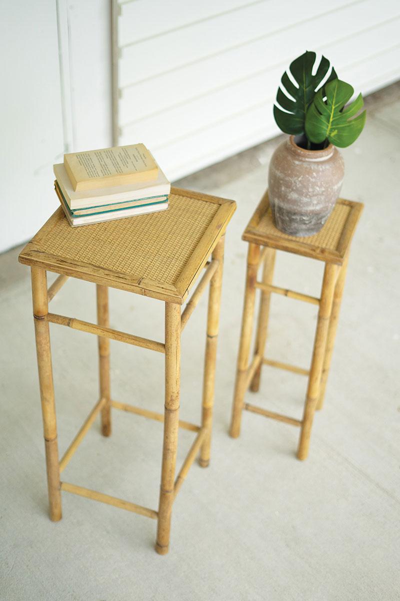 SET OF TWO NESTING BAMBOO PEDESTALS