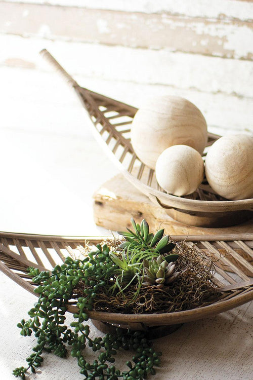 SET OF TWO BAMBOO LEAF BASKETS