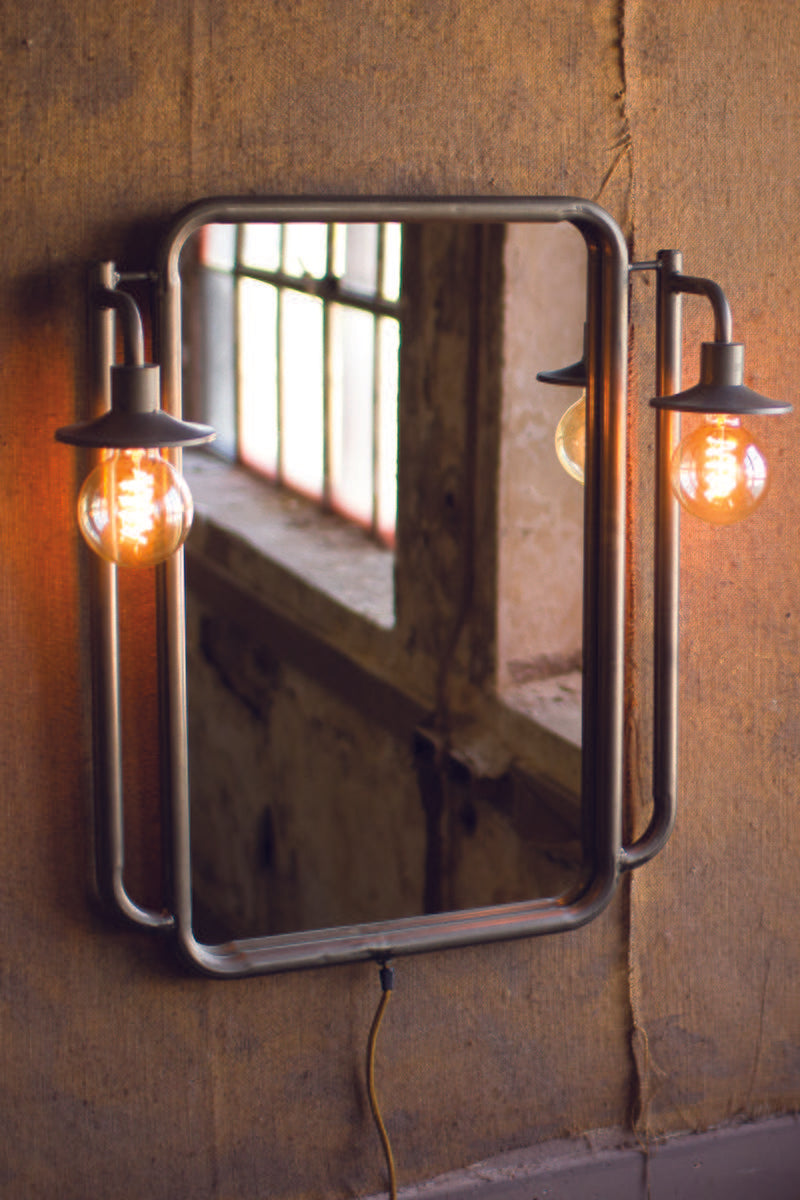 WALL MIRROR WITH TWO LIGHTS