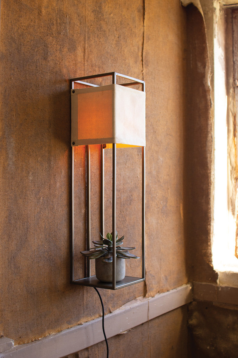 WALL LAMP WITH METAL FRAME AND CANVAS SHADE
