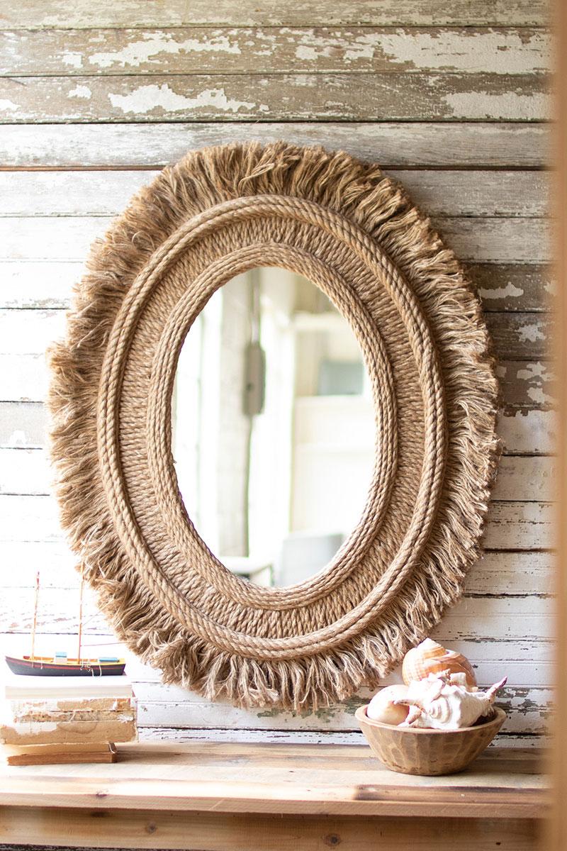 OVAL MIRROR WITH JUTE DETAIL