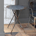 Vintage French Style, Aged, Black, Round Cafe Table