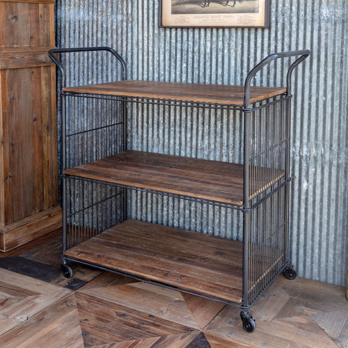 Reclaimed Wood & Metal Kitchen Cart