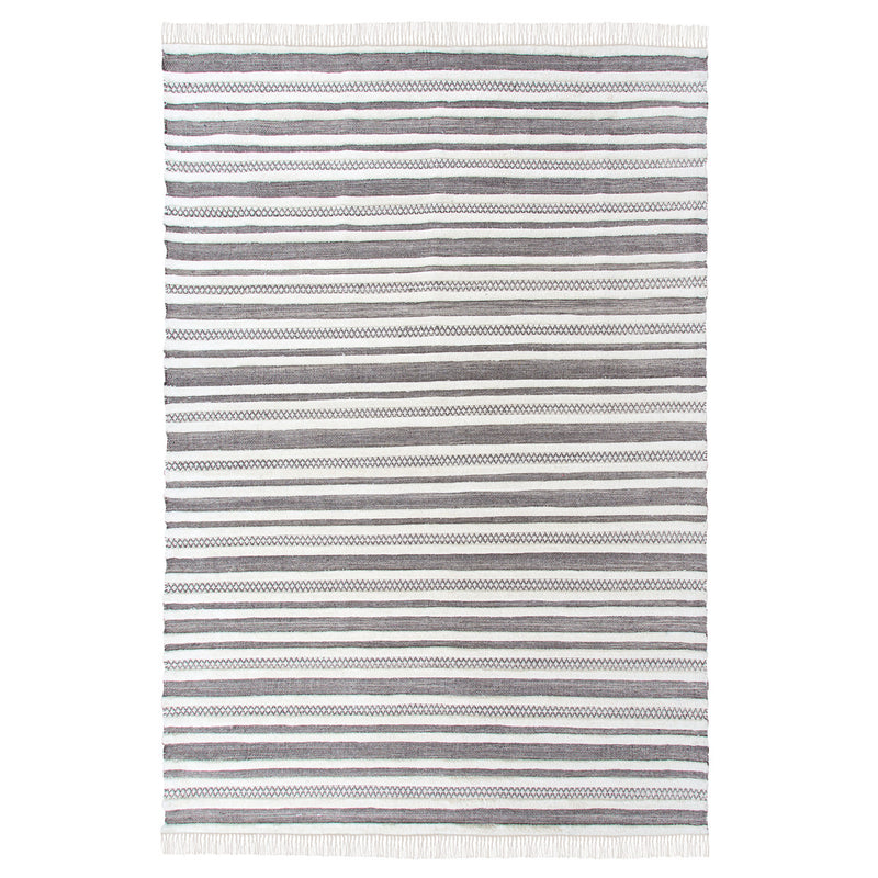 Textured Stripe Pattern Wool Rug, 5' x 8'