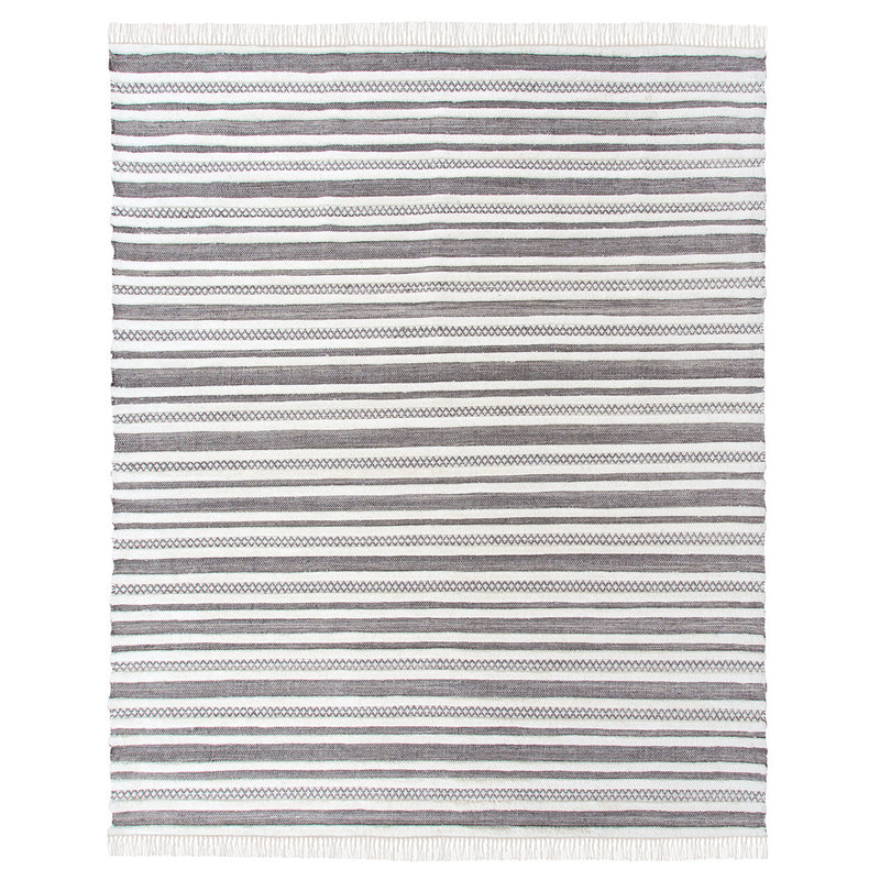 Textured Stripe Pattern Wool Rug, 7'9" x 9'9"