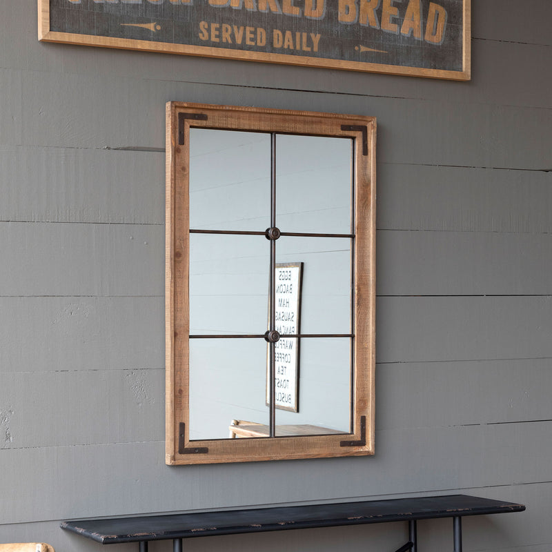 Wooden Framed Warehouse Window Mirror