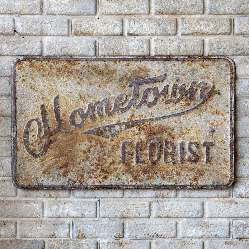Aged Metal Hometown Florist Sign