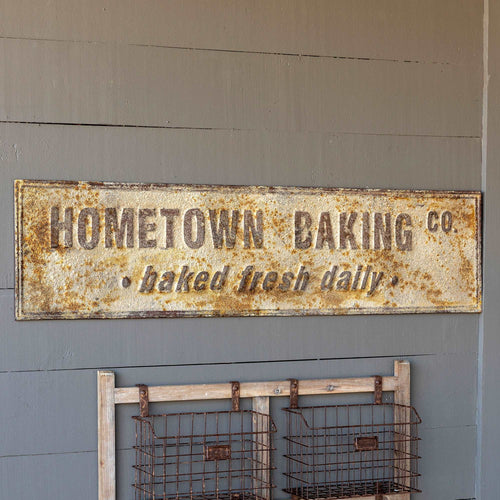 Aged Metal Hometown Baking Co. Sign