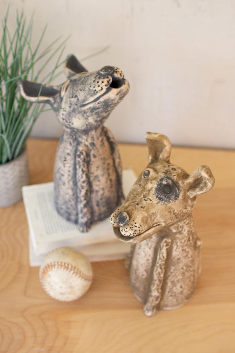 SET OF TWO CLAY SINGING DOGS