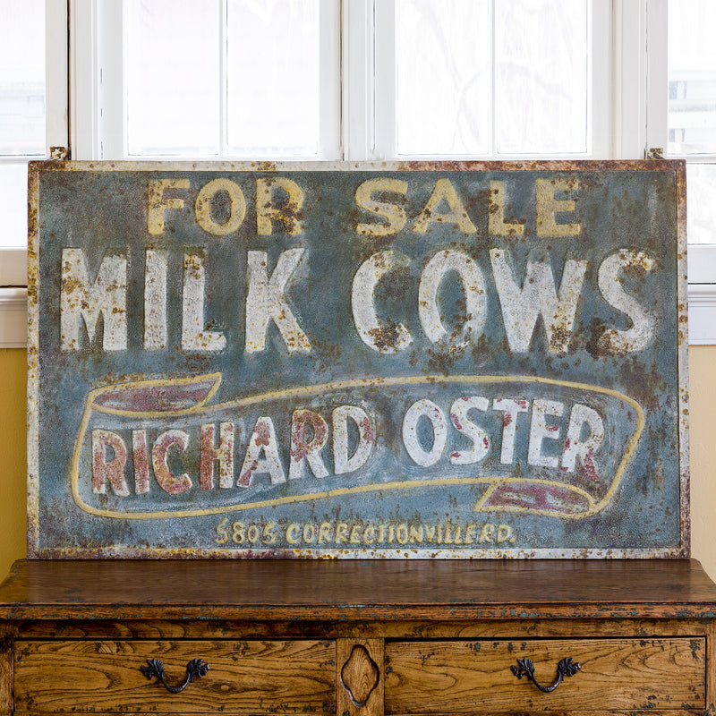 Metal Milk Cow Advertising Sign