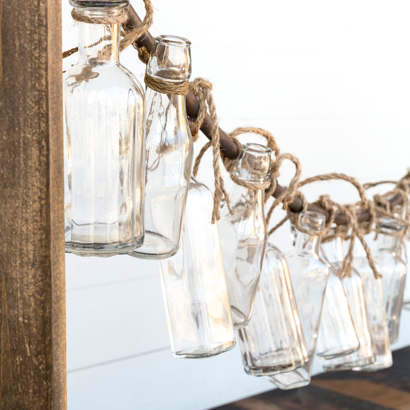 Bottle Garland Vases and Wooden Stanchion