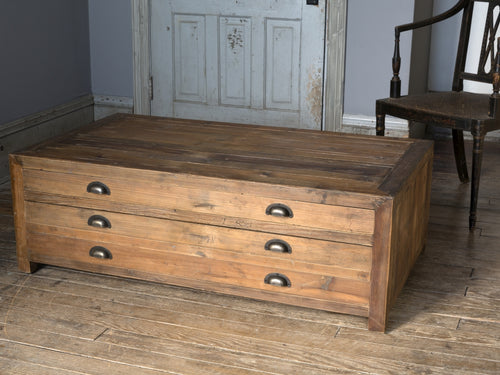 Old Pine Map Drawer Coffee Table