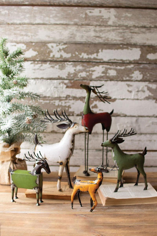 SET OF FIVE RECYCLED DEER - ONE EACH DESIGN