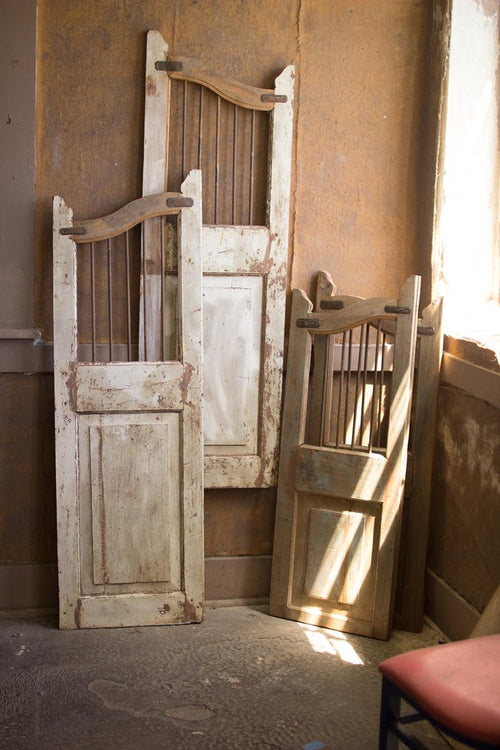 SET OF TWO REPURPOSED MATCHING WOOD AND IRON SALOON DOORS